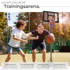 TecTake ® Basketballkorb, Outdoor, verstellbare Korbhöhe 230 - 305 cm, mit Rollen, inklusive Ball, Pumpe und 2 Netze