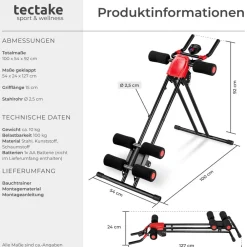 ® Bauchtrainer, 5-fach verstellbar, klappbar, mit Trainingscomputer ^ TecTake Outlet