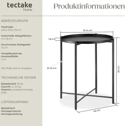 ® Beistelltisch, Stahl, filigranes Gestell, 45,5 x 45,5 x 53 cm ^ TecTake Clearance