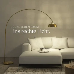 ® Bogenleuchte, 70er Jahre Retro-Stil, Teleskopbogen mit schwenkbarem Lampenschirm, Fußschalter, höhenverstellbar 187 - 206 cm ^ TecTake New