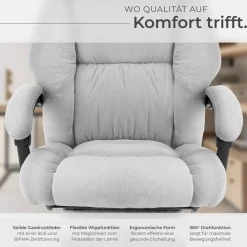 ® Bürostuhl, dicke Polsterung mit weichem Velours, ergonomische Form, Belastbarkeit 120 kg ^ TecTake Discount