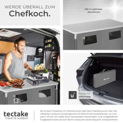 TecTake ® Campingschrank Deluxe mit Aluminiumgestell und 6 Fächern, faltbar, Stauraum mit 6 Fächern, 97 x 47,5 x 78 cm grau Clearance