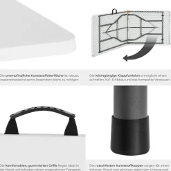 ® Campingtisch, klappbar, wetterfest, 120 kg Belastbarkeit, gummierter Tragegriff ^ TecTake Online