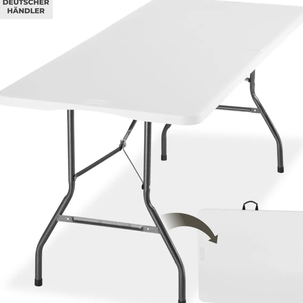 ® Campingtisch, klappbar, wetterfest, 120 kg Belastbarkeit, gummierter Tragegriff ^ TecTake Online
