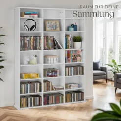 ® CD DVD Regal, in Holzoptik, höhenverstellbare und herausnehmbare Zwischenböden, 105,5 x 19 x 136,5 cm ^ TecTake Clearance