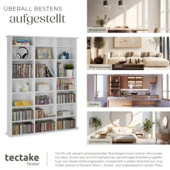 ® CD DVD Regal, in Holzoptik, höhenverstellbare und herausnehmbare Zwischenböden, 105,5 x 19 x 136,5 cm ^ TecTake Clearance