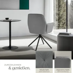 TecTake ® Drehbarer Armlehnstuhl, in Samtoptik, gepolstert, pulverbeschichtete Stahlbeine, 56,5 x 54 x 86 cm Outlet