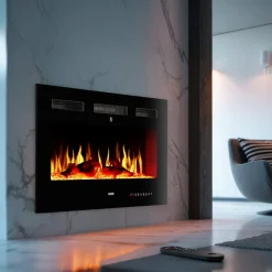 ® Elektro-Wandkamin, 2 Leistungsstufen mit 900 W und 1800 W, mehrere Farb-, Helligkeits- und Geschwindigkeitseinstellungen, mit Fernbedienung und App-Steuerung, integriertes Thermostat ^ TecTake Best
