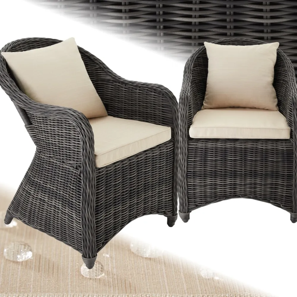 ® 2er Set Aluminium Rattansessel, wetterfest und UV-beständig, pflegeleicht, kein Aufbau ^ TecTake Clearance