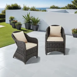 ® 2er Set Aluminium Rattansessel, wetterfest und UV-beständig, pflegeleicht, kein Aufbau ^ TecTake Clearance
