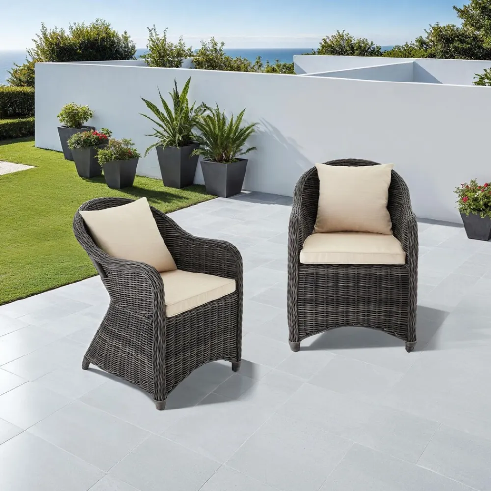 ® 2er Set Aluminium Rattansessel, wetterfest und UV-beständig, pflegeleicht, kein Aufbau ^ TecTake Clearance