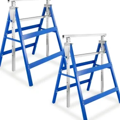 ® 2er-Set Gerüstbock, aus Stahl-Vierkantrohr, 7-fach höhenverstellbar 79,5 - 130 cm, mit Sicherheitsspinden ^ TecTake Hot