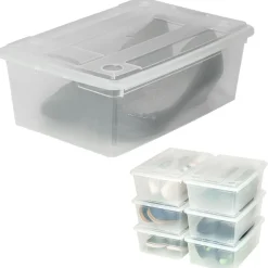 TecTake ® 6er-Set Schuhbox, mit Deckel, stapelbar, 33 x 23 x 12 cm Sale