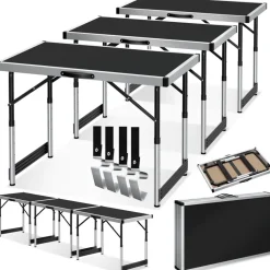 ® 3er Set Tapeziertisch, klappbar, mit Kantenschutz und Tragegriff, 300 x 60 x 73 - 94 cm ^ TecTake Outlet