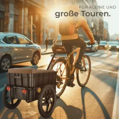 TecTake ® Fahrradanhänger, 2 in 1 multifunktional, luftgefüllte Profilreifen mit Kugellager, Belastbarkeit 50 kg, 70 Liter, ca. 148 x 64 x 81 cm