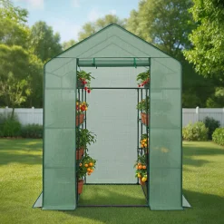 ® Foliengewächshaus, 3,6 m³, mit 16 Regalebenen, UV-beständig, 143 x 143 x 195 cm ^ TecTake Clearance