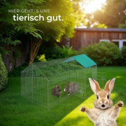 TecTake ® Freilaufgehege für Kaninchen, aus 12 Gitterelementen, 2 Türen, 180 x 75 x 75 cm grün Clearance