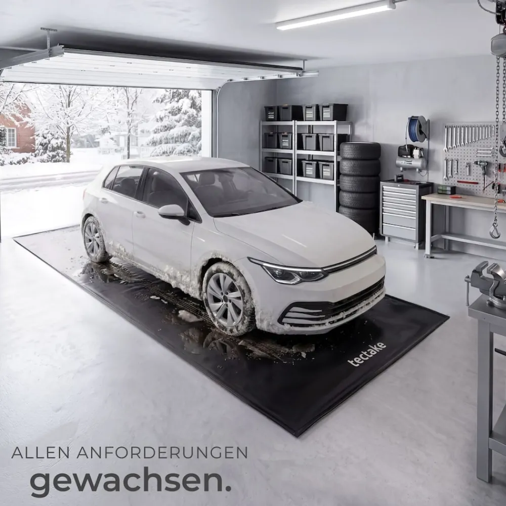 TecTake ® Garagenbodenatte, 2,4 x 5 , it Kettpad und Akohotüchern, inkuive auziehbare Abzieher Discount