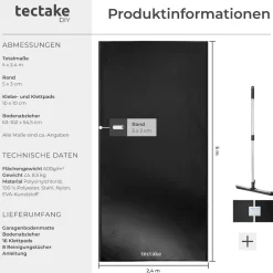 TecTake ® Garagenbodenatte, 2,4 x 5 , it Kettpad und Akohotüchern, inkuive auziehbare Abzieher Discount