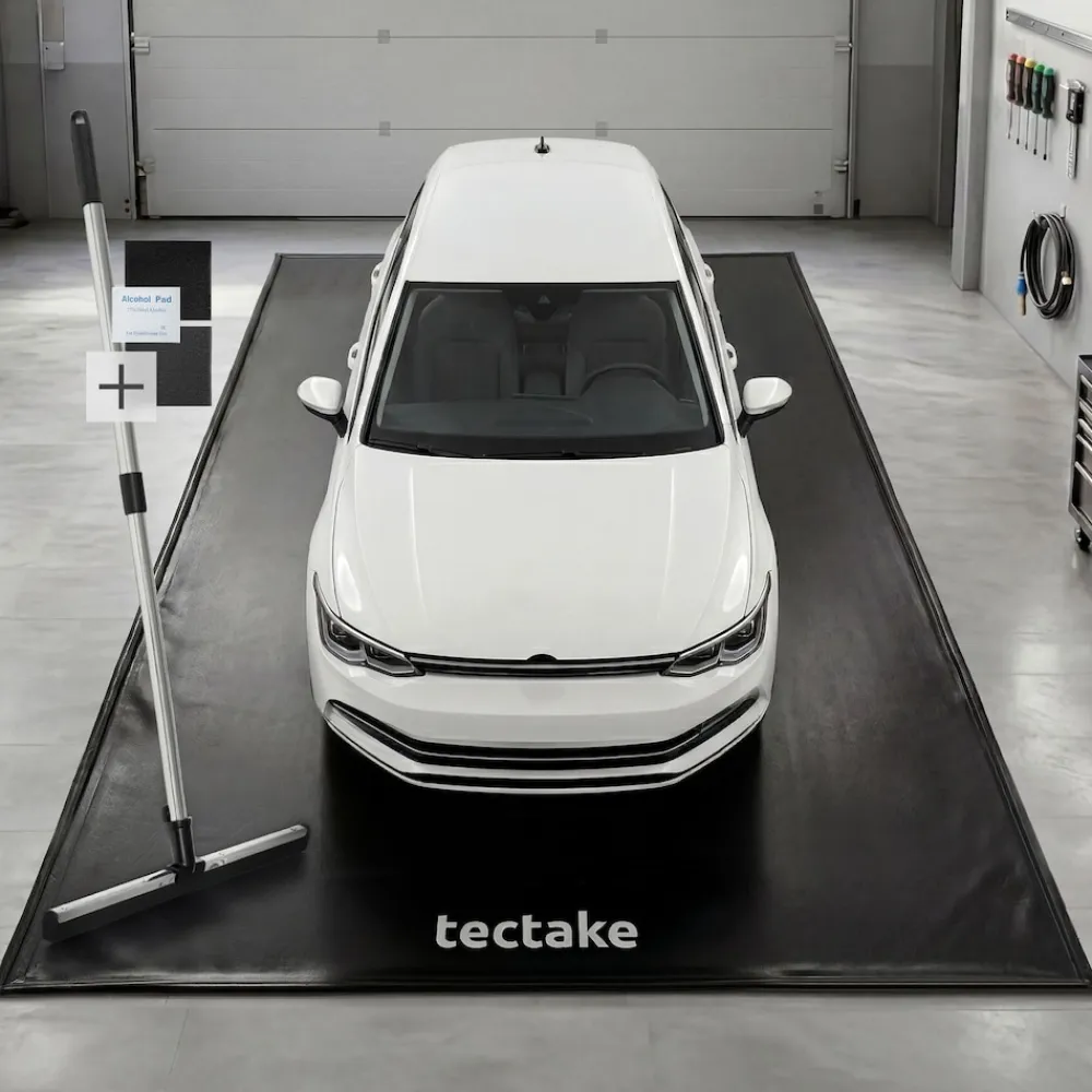 TecTake ® Garagenbodenatte, 2,4 x 5 , it Kettpad und Akohotüchern, inkuive auziehbare Abzieher Discount