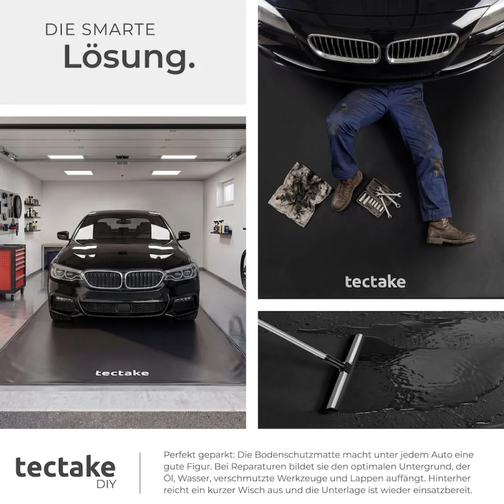 TecTake ® Garagenbodenatte, 2,4 x 5 , it Kettpad und Akohotüchern, inkuive auziehbare Abzieher Discount