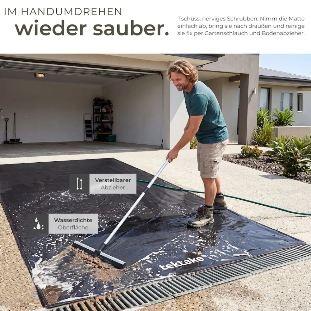 TecTake ® Garagenbodenatte, 2,4 x 5 , it Kettpad und Akohotüchern, inkuive auziehbare Abzieher Discount