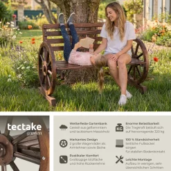 TecTake ® Gartenbank, 2-Sitzer, 106 x 55 x 78 cm, geflammtes Massivholz mit Lackierung, Belastbarkeit 320 kg Clearance