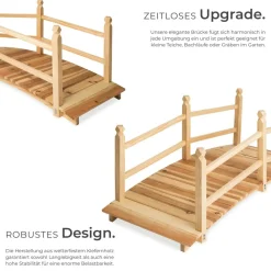 TecTake ® Gartenbrücke, aus Holz, mit Geländer, 137 x 58 x 58 cm Discount