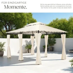 ® Gartenpavillon, 4 x 3 m, Doppeldachsystem, inklusive Spannseilen und Heringen ^ TecTake Best