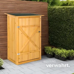 ® Gartenschrank mit Flachdach, aus imprägniertem Nadelholz, Dachpappe aus Bitumen, 75 x 56 x 118 cm ^ TecTake Hot