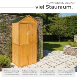 TecTake ® Gartenschrank mit Satteldach, aus imprägniertem Nadelholz, Dachpappe aus Bitumen, 80,5 x 60 x 213,5 cm Clearance