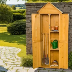 TecTake ® Gartenschrank mit Satteldach, aus imprägniertem Nadelholz, Dachpappe aus Bitumen, 80,5 x 60 x 213,5 cm Clearance