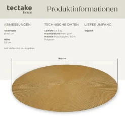 ® Geflochtener Teppich, Ø 160 cm, in Jute-Optik, strapazierfähig und pflegeleicht ^ TecTake Hot