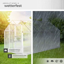 ® Gewächshaus mit Fundament, 11,13 m³, UV-beständig und wärmedämmend, 185 x 375 x 195 cm ^ TecTake Online