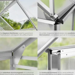 TecTake ® Gewächshaus, 5,85 m³, UV-beständig und wärmedämmend, 185 x 190 x 195 cm Sale