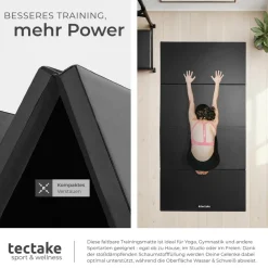 TecTake ® Gymnastikmatte, klappbar und erweiterbar, hautfreundlich und pflegeleicht, 240 x 120 x 5 cm schwarz Outlet