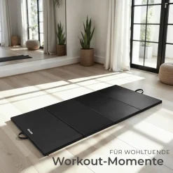 TecTake ® Gymnastikmatte, klappbar und erweiterbar, hautfreundlich und pflegeleicht, 240 x 120 x 5 cm schwarz Outlet