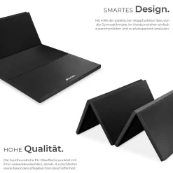 TecTake ® Gymnastikmatte, klappbar und erweiterbar, hautfreundlich und pflegeleicht, 240 x 120 x 5 cm schwarz Outlet