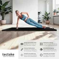 TecTake ® Gymnastikmatte, klappbar und erweiterbar, hautfreundlich und pflegeleicht, 240 x 120 x 5 cm schwarz Outlet