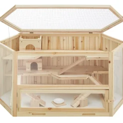 TecTake ® Hamsterkäfig, aus Holz, aufklappbares Dachgitter, 115 x 60 x 58 cm Outlet