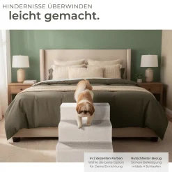 TecTake ® Haustiertreppe, für Hunde und Katzen, Belastbarkeit 50 kg, pflegeleicht, 37 x 45 x 34,5 cm Sand