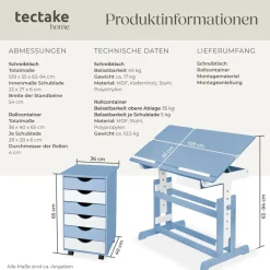 ® Höhenverstellbarer Schreibtisch, elektrisch, Tischplatte neigbar und 7-fach höhenverstellbar, 63 bis 94 cm, pflegeleicht ^ TecTake Best