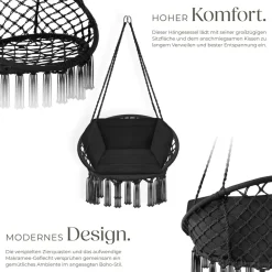 TecTake ® Hängesessel, mit Sitz- und Rückenpolster, große Zierquasten, 80 x 72 x 125 cm grau Online