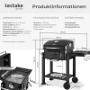 ® Holzkohlegrill, mit 2 Rädern, höhenverstellbare Holzkohlewanne mit Ascheschublade, 110 x 64 x 104 cm, untere Gitterablage ^ TecTake Outlet