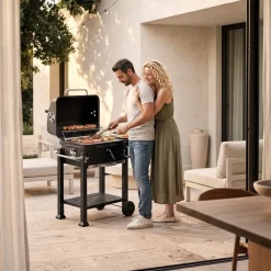 ® Holzkohlegrill, mit 2 Rädern, höhenverstellbare Holzkohlewanne mit Ascheschublade, 110 x 64 x 104 cm, untere Gitterablage ^ TecTake Outlet