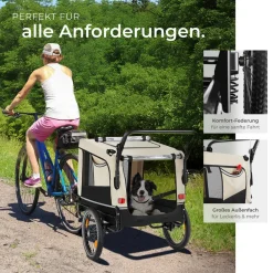 ® Hundeanhänger, 3in1 multifunktional, gefedert, Belastbarkeit 40 kg, 240 Liter, inklusive Reflektoren, Leine und Warnfahne ^ TecTake Online