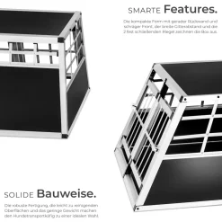 TecTake ® Hundetransportbox doppel, mit gerader Rückwand, verschließbare Gittertür, mit schützenden Kunststoffecken New