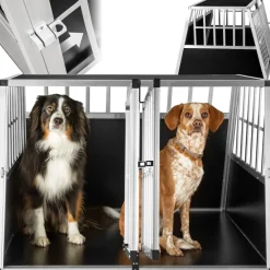 ® Hundetransportbox doppel, mit schräger Rückwand, verschließbare Gittertür, mit schützenden Kunststoffecken ^ TecTake