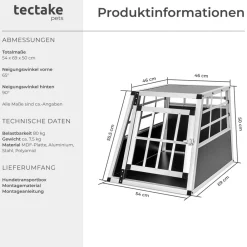 TecTake ® Hundetransportbox single, mit gerader Rückwand, verschließbare Gittertür, mit schützenden Kunststoffecken Clearance