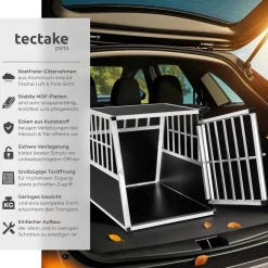 TecTake ® Hundetransportbox single, mit schräger Rückwand, verschließbare Gittertür, mit schützenden Kunststoffecken, 66 x 90 x 69,5 cm Clearance